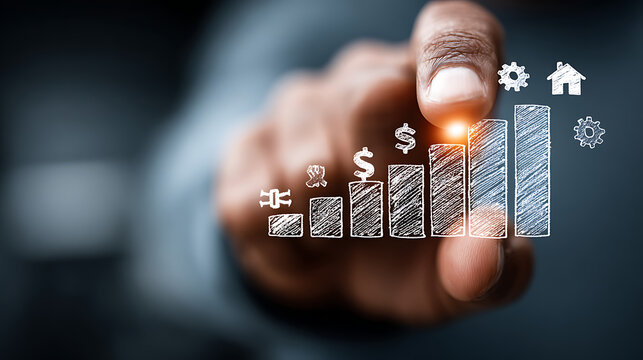 businessman hand holding business graph