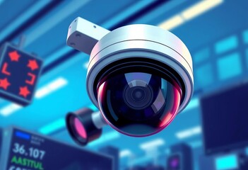 Realistic vector illustration of a CCTV camera, security equipment for surveillance and control,  protection,  video