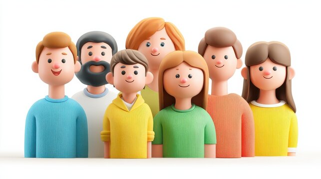 3d cartoon community icon isolated on white background