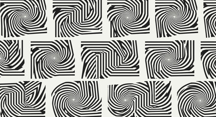 Obraz premium Hypnotic Black and White Striped Patterns Geometric Optical Illusion