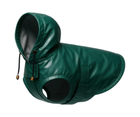 Lightweight cat raincoat with a waterproof exterior, designed for a stroll on a rainy day in the garden.