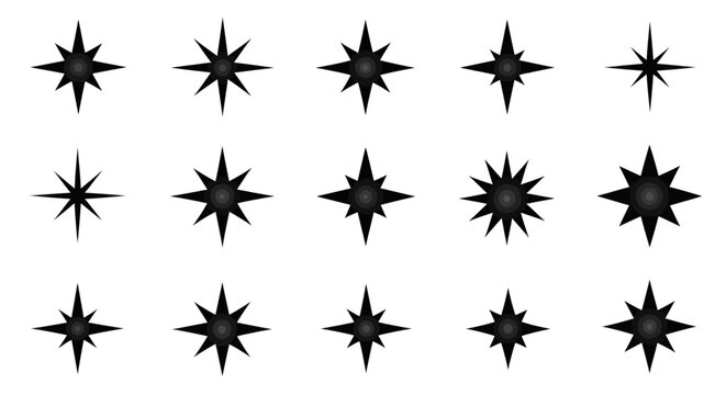 Variety of Sparkling Stars for Design A Collection of Shining Star Shapes