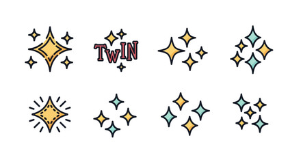 Collection of Sparkling Star Icons for Design Projects and Decorative Elements