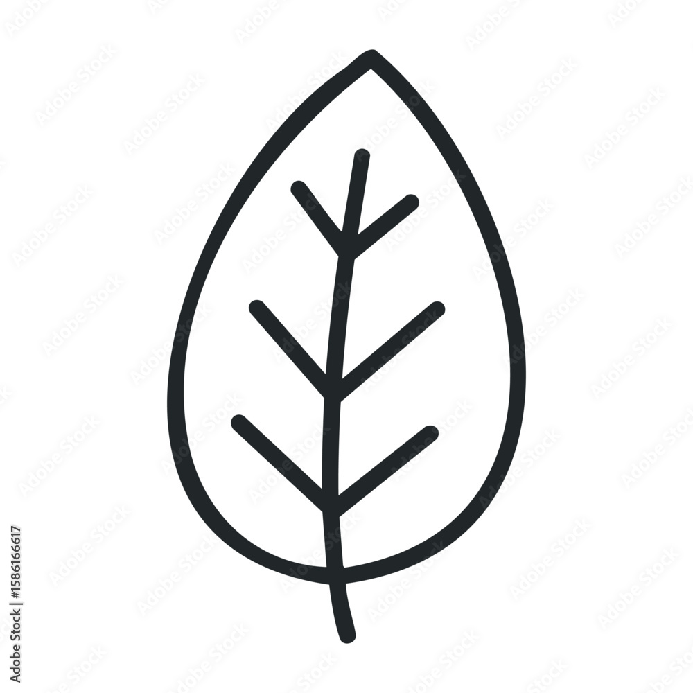 Poster minimalist outline of a leaf with simple vein pattern. outline vector illustration