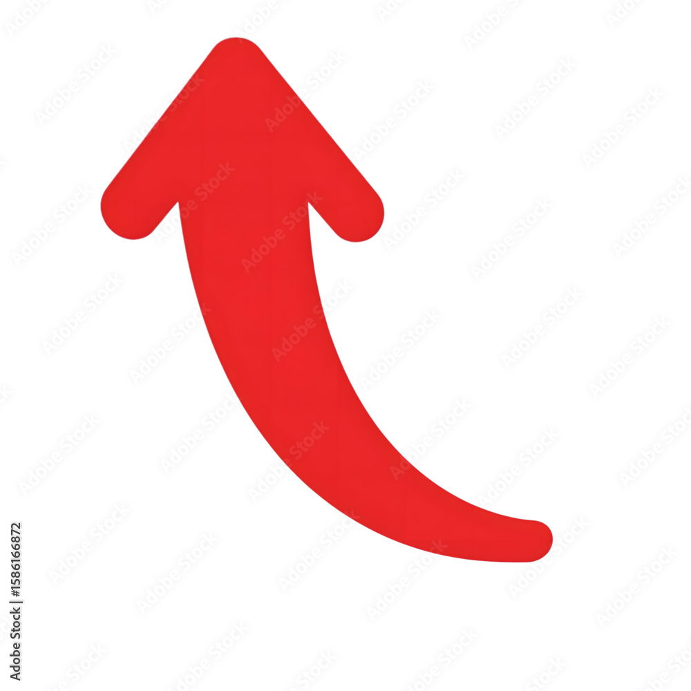 Poster red curved upward arrow icon graphic isolated on a transparent background image