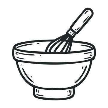 bowl whisk mixing black and white clip art preview