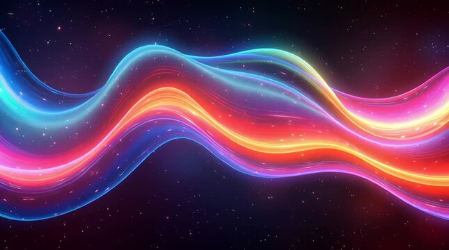 Illustration Abstraite de Lignes N&eacute;on Fluides et Lumineuses sur Fond Sombre