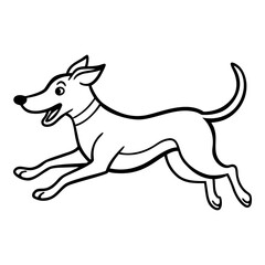 Agile Cartoon Dog in Full Stride with Elongated Body - Sleek Vector Silhouette for Sports and Fitness Themes