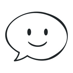 Fototapeta premium Black and white speech bubble icon on plain background. Hand drawn vector illustration