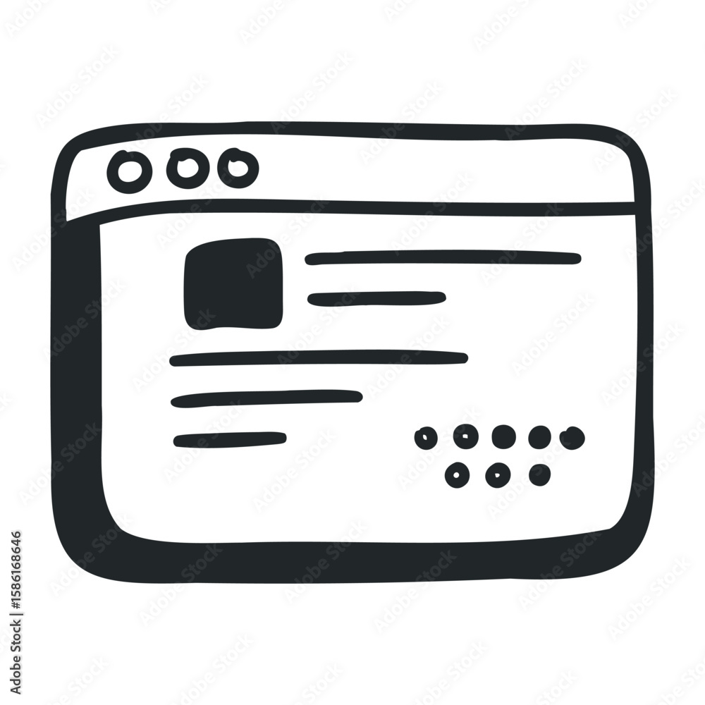 Aufkleber hand-drawn web browser window design with minimalist features. hand drawn vector illustration