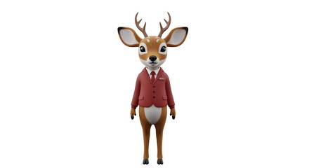 Sophisticated Deer in a Suit: A Whimsical Character Illustration, Charming Animal Figure Ready for Commercial and Creative Projects