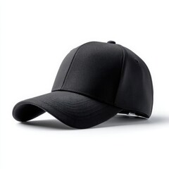 Black Baseball Cap on White Background headwear accessory