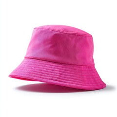 Bright Pink Bucket Hat Isolated on White Background