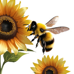 sunflower and bees