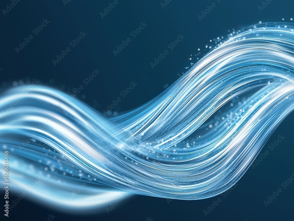 Poster cable with flexible connection. fluid abstract design with flowing lines and a blue background.