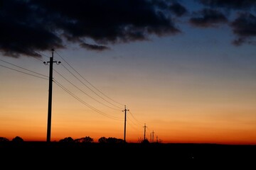 Power lines at sunset