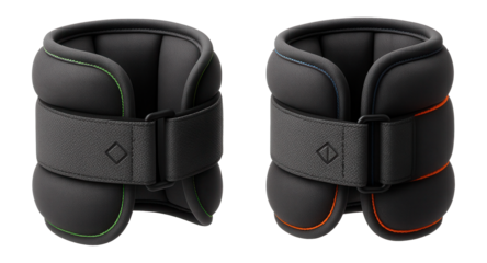 Foam-padded ankle weights with color-coded increments for aerobics