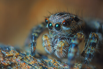 A Close-up picture of a Jumping Spider portrait Captured in Nature