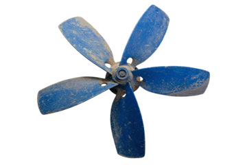 a blue propeller on a white background