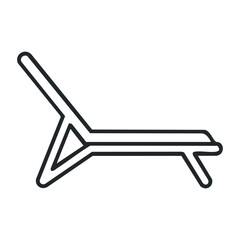 Simple line drawing of a minimalistic lounge chair icon. Outline vector illustration