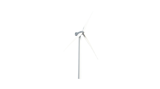 Wind turbine stands tall against a transparet backdrop in renewable energy illustration
