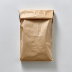 Brown paper bag against a light gray background grocery bag