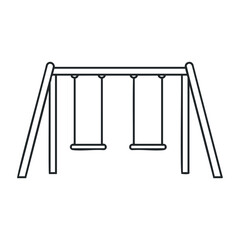 Minimalist black and white playground swing set outline design. Outline vector illustration