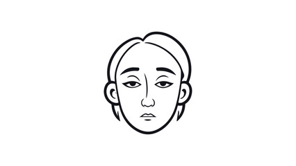 face of a woman with poker face expression, simple woman poker face line art illustration