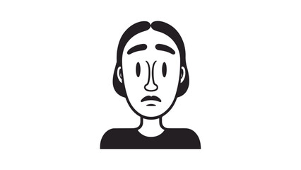 black and white shape of a worried and unsatisfied woman face silhouette