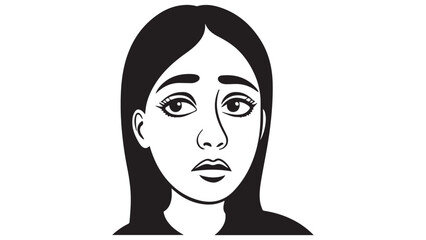 black and white portrait of a little bit worried woman 