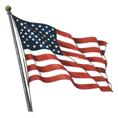 Vector art of an american flag waving on a pole, symbolizing freedom and national pride