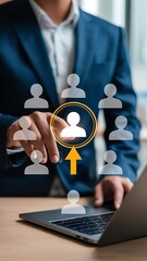 Recruitment process concept with human resources and job search online tools
