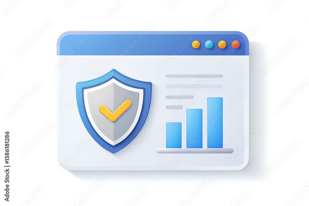 Aufkleber digital security and growth analytics dashboard with shield icon