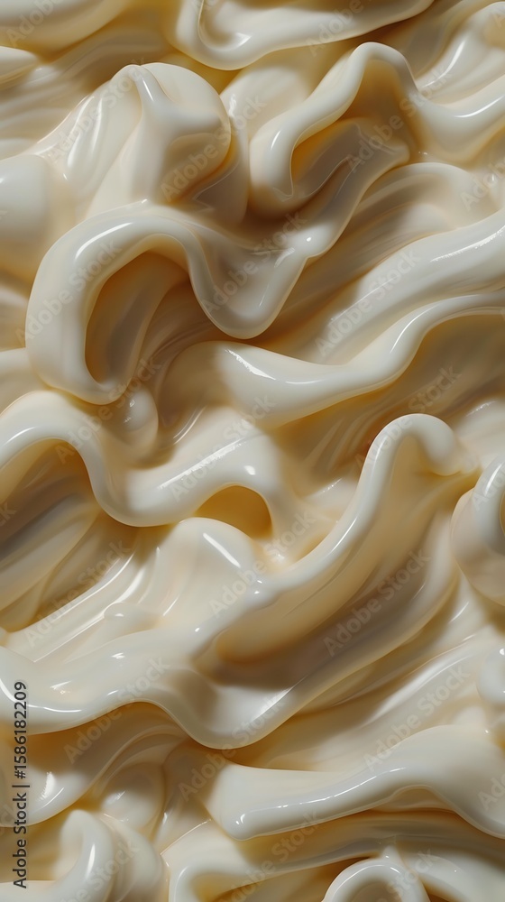 Poster smooth flowing waves of creamy white and beige create luxurious abstract background pattern with sof