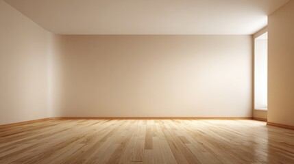 Fototapeta premium Spacious empty room with large window natural light minimal interior design.