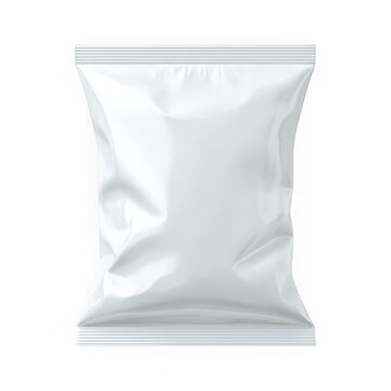 Blank white flexible pouch packaging for snacks or food products isolated on transparent background