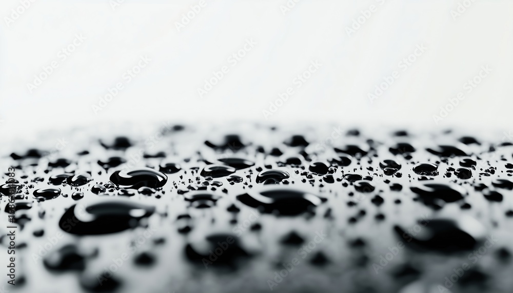 Poster abstract studio creates artistic effect with overlay black rain, featuring water drops and bokeh in 