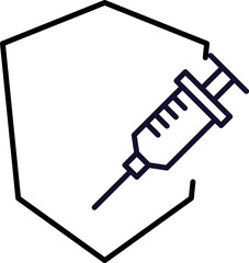 Syringe near Shield Outline Image for Graphic and Web Design, Apps, Adverts, Various Cards
