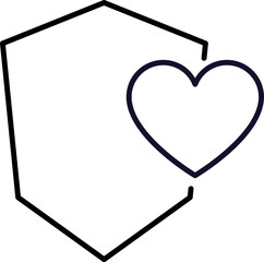 Heart near Shield Modern Outline Style Icon for Design, Cards, Apps, Social Networks