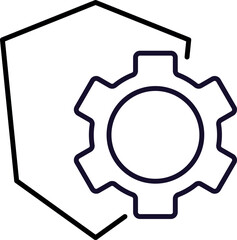 Gear near Shield Minimalistic Thin Icon for Web and Graphic Design, Apps, Banners, Social Network and Cards