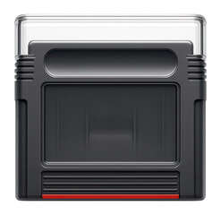 Stackable plastic cartridge box with snap-on lid for retro gaming collections
