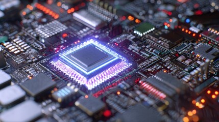 Fototapeta premium The innovative process of microchip fabrication from design to production and applications