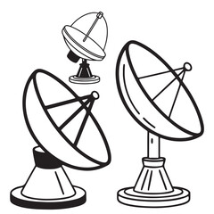 Satellite communication antenna dish under blue sky broadcasting wireless signals