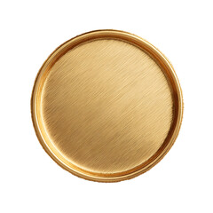 Blank solid gold coin, top down view on a white background