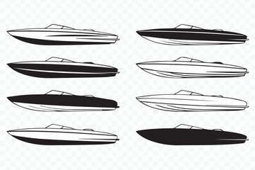 editable speed boat vector graphic elements with aerodynamic style for print, web, advertising and branding