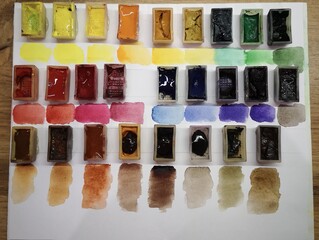palette watercolor paints, wash, watercolor collection, watercolor artist, artist's workshop