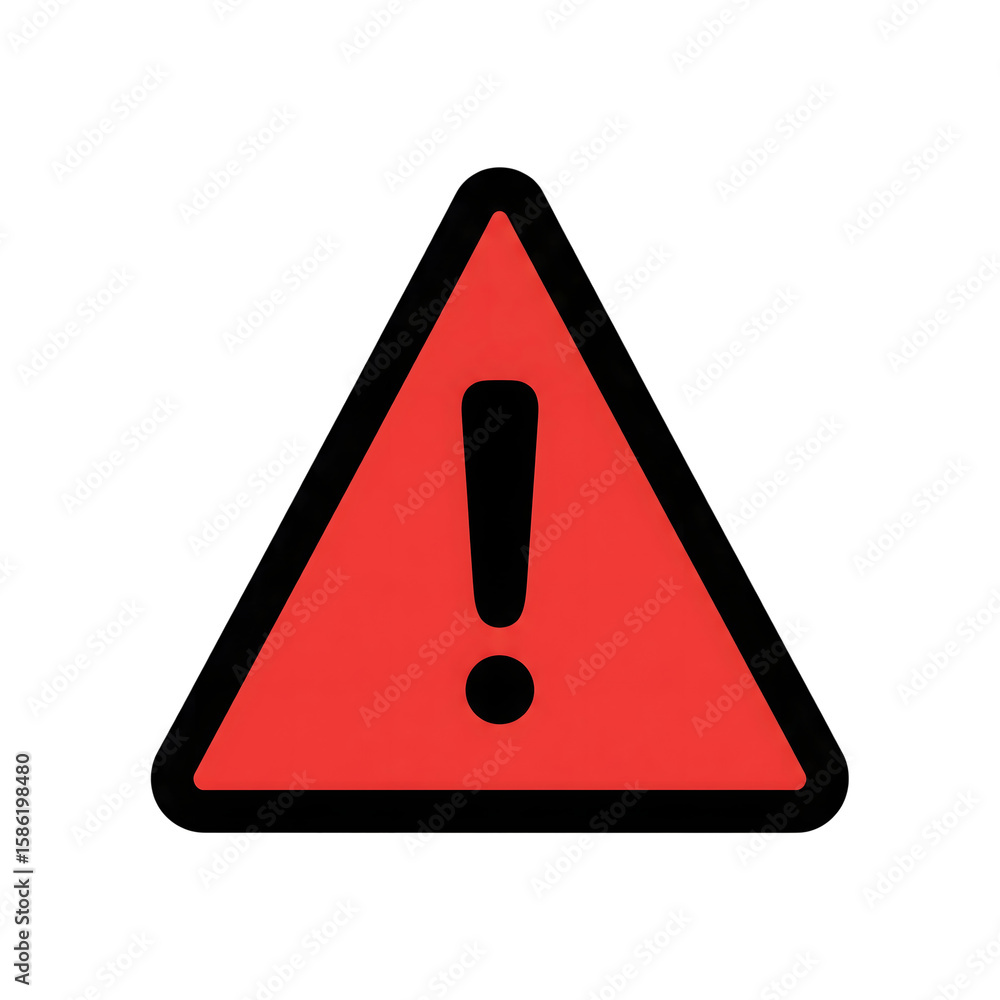 Poster red triangle warning sign exclamation mark icon isolated on a transparent background