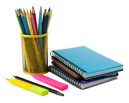 PNG,different school supplies, isolated on white background