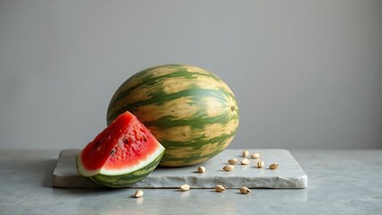  Whole Watermelon and Slice on Pink: Celebrating National Watermelon Day with Sweet Summer Fruit