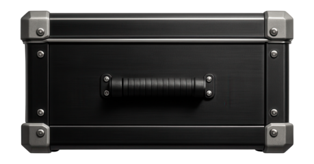 Heavy-duty steel tool chest with reinforced corners for a construction site.